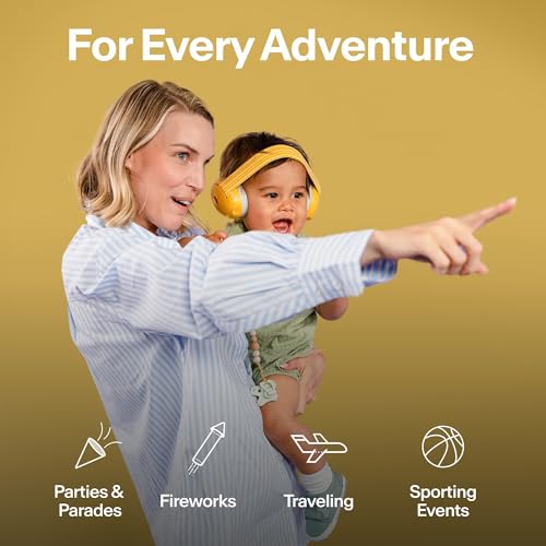 Alpine Muffy Baby Ear Muffs Noise Protection | Toddler Ear Protection | For babies up to 4 years | 24dB Sound Reduction | Baby Hearing Protection | Noise Reduction | Baby Essentials New Mom Gifts - color: Yellow