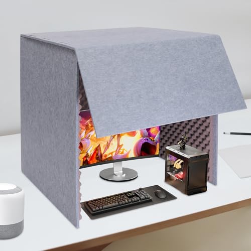 Desktop Soundproof Cover, Isolation Booth, Vocal Sound Absorbing Shield, Portable Vocal Recording Booth, Sound Proof Foam Room, Microphone Isolation Booth Cube, for Office, Home Studio (Purple)