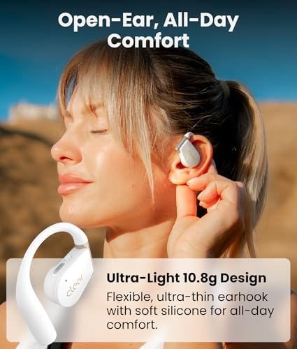 Cleer ARC 4 Plus Open Ear Earbuds with Dolby Audio,White | True wireless Bluetooth with head tracking, IPX7 waterproof earhook,34H playtime, custom EQ,for sports, running & workout - color: White