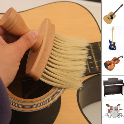 Wooden Piano Cleaning Brush 2 Pack - Soft Bristles Anti-Static Keyboard Duster for Piano, Guitar, Synthesizer, Laptop, Musical Instruments