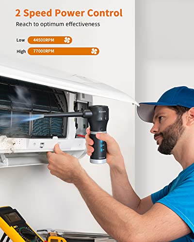 Koonie Compressed Air Duster,Koonie 15000mAh Cordless Air Duster&Vacuum 2 in 1 Powerful 77000RPM/11000PA 2 Speeds Electric Air Duster with Detachable Battery,for Computer/Keyboard,Car,Electronics