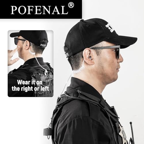 RDM2070D 2-Wire Surveillance Earpiece for Motorola Walkie Talkies (CLS1410/CP200/GP2000) & Bearcom Radios - Walkie Talkie Radio Headset with Big PTT Mic & 2-Pin Acoustic Tube(1 Pack) - size: 1 pack (Transparent Tube)