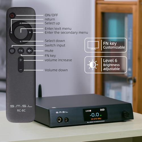 S.M.S.L DL300 Audio DAC with Headphone Amplifier, AK4499EX+AK4191EQ Chip, PCM 32bit/768kHz DSD Native DSD512 XMOS XU-316,USB/Optical/Coaxial/Bluetooth/I2S Input with Remote Control