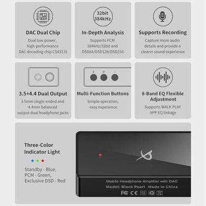 TRN Black Pearl Decoder Dual CS43131 Portable USB DAC/AMP - color: Black Pearl