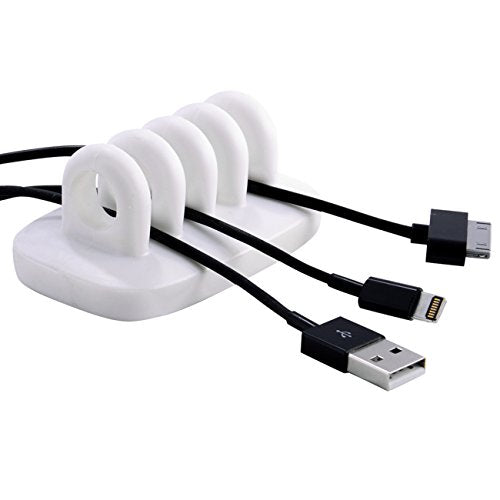 Cable Clip Holder Weighted Desktop Cord Management Fixture (White) - color: White