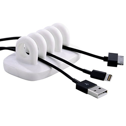 Cable Clip Holder Weighted Desktop Cord Management Fixture (White) - color: White