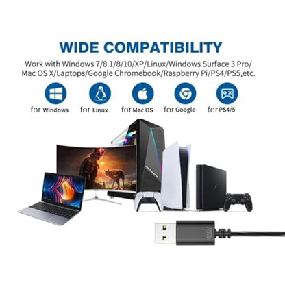 USB Headphone with Mic Mute Volume Control,7.5FT Long Cord PC Wired Earbuds