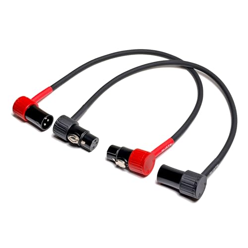 WJSTN 3-Pin Female Right Angle XLR to 3-Pin Male Right Angle XLR Cable 100° Adjustable, Professional Audio Balanced Interconnect for Microphones, Mixers, Speakers -, 2-Pack (1Feet) - size: 1Feet