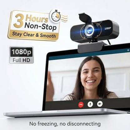 the Webcam for PC that Just Works - Every Time All Platforms | Plug and Play No Driver Needed, Crystal Clear 1080p Full HD, Your Privacy Physically Protected, Mount It Anywhere in Seconds - color: Black with Tripod