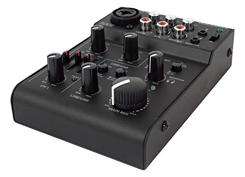 Rockville RockMix 5 Channel Pro Mixer with USB, Bluetooth, Echo, EQ | XLR/1/4" Mic/Line, RCA Inputs, 3.5mm Mic, 18V Phantom Power, 2-Band EQ, USB Recording, Headphone Out