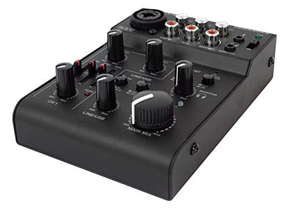 Rockville RockMix 5 Channel Pro Mixer with USB, Bluetooth, Echo, EQ | XLR/1/4" Mic/Line, RCA Inputs, 3.5mm Mic, 18V Phantom Power, 2-Band EQ, USB Recording, Headphone Out