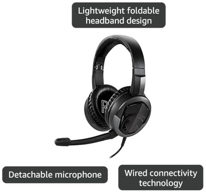 msi Immerse GH61 Gaming Headset, Hi-Res Virtual 7.1 Surround Sound, Built-in ESS DAC & AMP, 3D Audio, Swappable Ear Cushions, 3.5mm Jack/USB, Carrying Case Included, PC/Mac/PS4/Xbox - size: Large, style: Immerse GH61