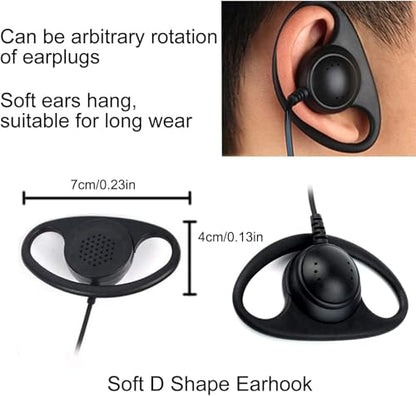Retevis Walkie Talkie Earpiece, D-Type, 2 Pin, for H777/RT22/RT21/RT68 | PTT, Compatible with Pxton, Baofeng, Kenwood Walkie Talkies, Two Way Radio Earpiece with Mic, Hotels(1 Pack)
