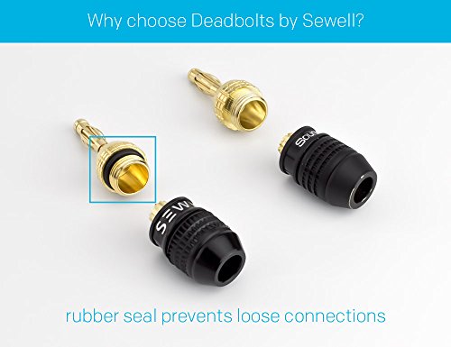 Deadbolt Banana Plugs 6-Pairs by Sewell, Gold Plated Speaker Plugs, Quick Connect, SW-29863-6 | Quick Connect, Tool-Free, SW-29863-6 - size: 6 Pairs, style: Deadbolt Banana Plugs