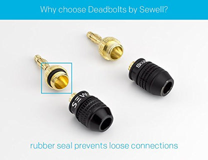 Deadbolt Banana Plugs 6-Pairs by Sewell, Gold Plated Speaker Plugs, Quick Connect, SW-29863-6 | Quick Connect, Tool-Free, SW-29863-6 - size: 6 Pairs, style: Deadbolt Banana Plugs