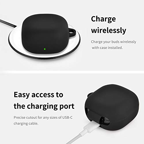 AIRSPO Silicone Case Compatible for Samsung Galaxy Buds 2 Pro/Galaxy Buds2/ Galaxy Buds Pro 2/ Galaxy Buds Live/Galaxy Buds FE Case (Black) - color: Black