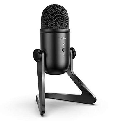 FIFINE K678 USB Podcast Microphone for Recording Streaming | Condenser Computer Mic for PC Mac, Headphone Output&Volume Control, Mic Gain Control, Mute Button, Vocal, YouTube, Gaming