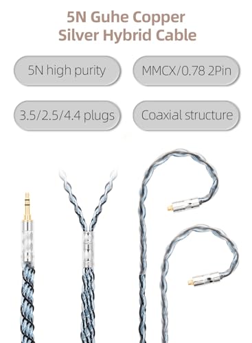 IEM MMCX 4.4MM Balanced Cable, 4ft+/1.3Meter Long, 8-Strand OCC Silver in Ear Monitor Wire for SE846 Cable, se535 Cord, Dunu TITAN6, DK3001Pro, DK4001 (4.4mm to Dual MMCX Male Version) - size: 4.4mm to Dual MMCX Male Version