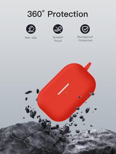 for Technics EAH-AZ100 Case Cover with Cleaner Kit, Soft Skin Silicone Case Cover with Keychain and Lanyard，Full Protective Case for Men and Women-Red - color: Red