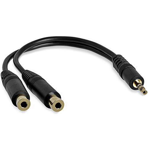 StarTech.com 6 in. 3.5mm Audio Splitter Cable - Stereo Splitter Cable - Gold Terminals - 3.5mm Male to 2x 3.5mm Female - Headphone Splitter (MUY1MFF),Black | Stereo Splitter Cable, Headphone Splitter, Gold Terminals - size: Standard Cable, style: Black