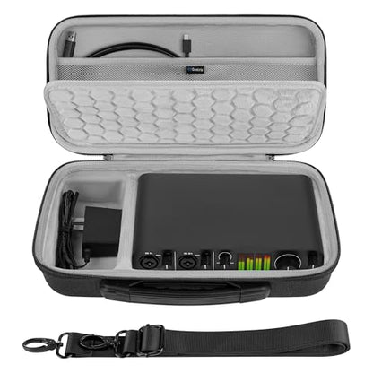 GEEKRIA Audio Interface Carrying Case, Hard Shell Travel Bag Compatible with MOTU M2 / M4, M-Audio M-Track Duo/M-Track Duo HD, Behringer Pro VS Mini/JT Mini, Stylophone GENX-2 (Dark Gray)