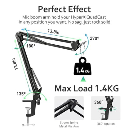 For Fifine K688 Boom Arm - Adjustable Microphone Arm with Cable Management, Mic Arm with 3/8'' to 5/8'' Adapter Compatible with Most Microphone - color: Fifine K688 boom arm