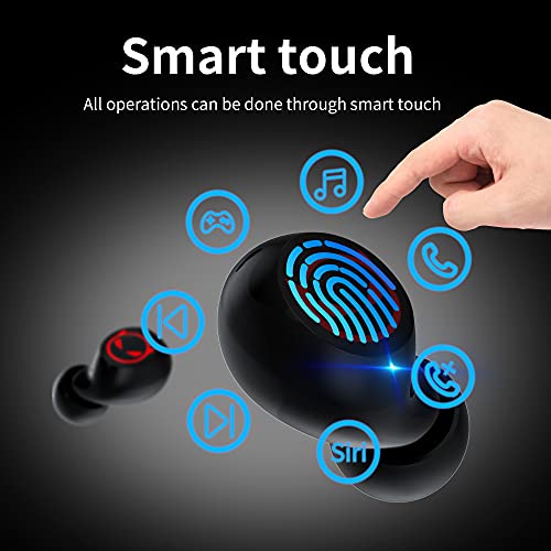 Ture Wireless Earbuds Gaming Bluetooth Earbud Touch Control in-Ear Headphones with Charging Case Noise Reduction 36H Playtime Kids Earphones,No Delay Sports Earbuds - color: Black