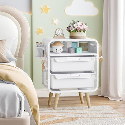 SYKIARIOL Kids Nightstand, Bedside Table, White Side Table - color: White