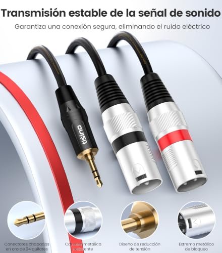 tisino 3.5mm to Dual XLR Stereo Cable 1/8 inch Mini Jack to 2 XLR Male Y Splitter Adapter Cord- 6 FT - size: 6.6 feet