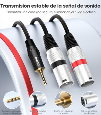 tisino 3.5mm to Dual XLR Stereo Cable 1/8 inch Mini Jack to 2 XLR Male Y Splitter Adapter Cord- 6 FT - size: 6.6 feet