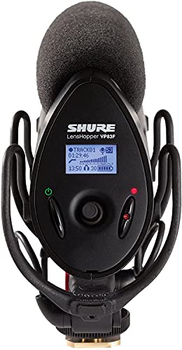 Shure VP83F LensHopper Camera-Mounted Condenser Shotgun Microphone with Integrated Digital Flash Recording - Windscreen, Superior RF Immunity, Backlit LCD, 5-Position Joystick, Rycote Lyre Shock Mount - style: Integrated Flash