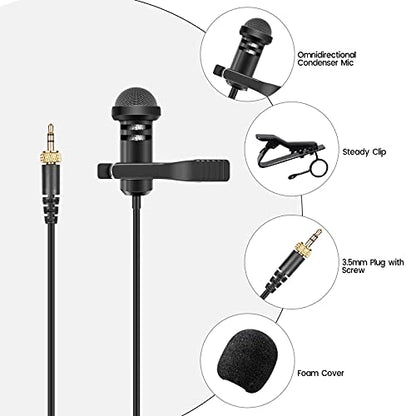2-Pack Lavalier Microphone for Rode Wireless Pro, GO II 2 Transmitters | Omnidirectional Condenser Lapel Mic with Screw Lock for Vlog/Lectures/Broadcasters - color: Screw Version