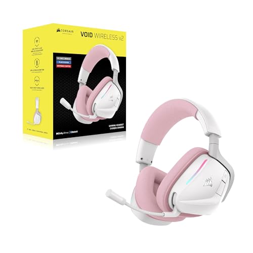 Corsair Void v2 Wireless Bluetooth PC PS5 Switch Gaming Headset – Pink - color: Pink