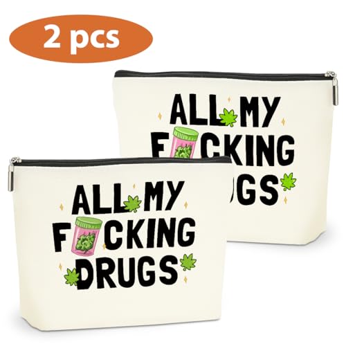 2 PCs Weed Gifts Funny Gifts Makeup Bag Marijuana Gifts Cosmetic Bag - color: Multicolor 0005