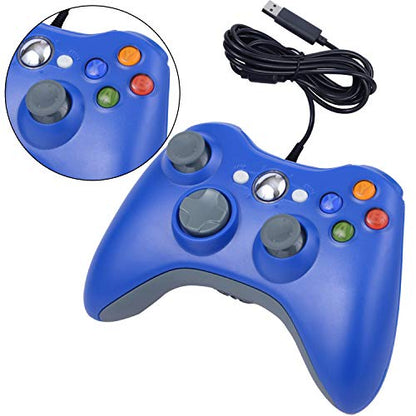 ONE250 USB Wired Game Pad Controller, Compatible with Xbox 360, Xbox 360 Slim, Windows PC - Replacement USB Wired Gamepad (Blue) - color: Blue