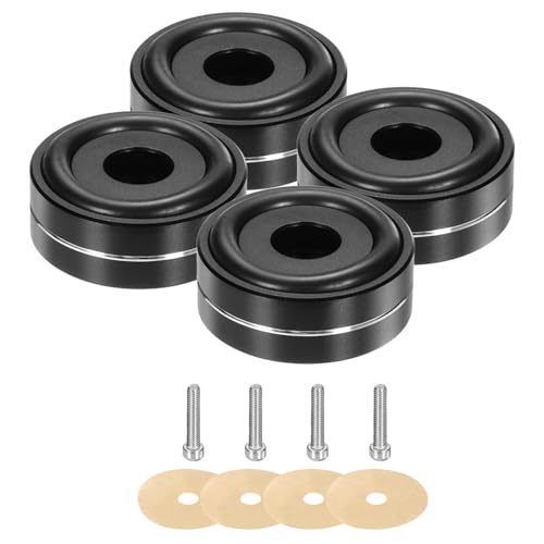 MECCANIXITY 16 Pcs Subwoofer Isolation Pad, 40x15mm Speaker Isolation Pad Feet Speaker Spikes Turntable Audio Studio Monitor Isolation Pad for Audio Equipment, M4 Screws Black