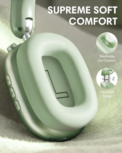 Wentronic Y02 Active Noise Cancelling Wireless Headphones, Green | Over-Ear, Bluetooth, 60H Playtime,Crystal Clear Calls, Hi-Res Audio, Big Bass, Foldable Lightweight for Travel Home Office - color: Green