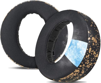 SOULWIT Earpads for Sony PS5 Pulse 3D Wireless Headset, Cooling Gel Replacement Ear Pad Cushions with Noise Isolation Foam - Black Gold - color: Black Gold