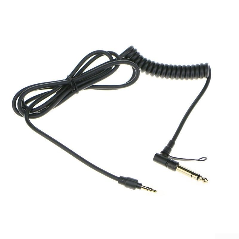 Coiled Aux Cable for Pro Detox Headphones 3.5mm to 6.5mm Cord Black Red Spring Design 1.5m(Black)