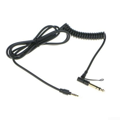 Coiled Aux Cable for Pro Detox Headphones 3.5mm to 6.5mm Cord Black Red Spring Design 1.5m(Black)