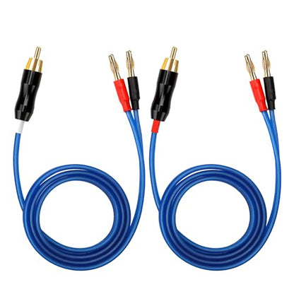 Q-P2 18 Gauge OFC Speaker Wire Pair with RCA Male (White & Red) to 2 Pair Banana (4banana) Plugs, Q-P2 (1.5M(4.92ft)) - size: 4.92 ft