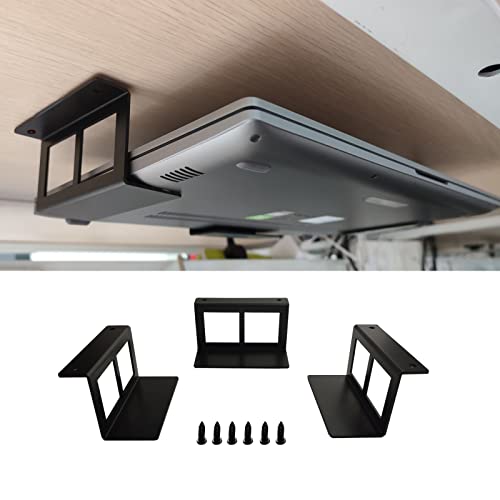 PIAOLGYI Under Desk Laptop Holder Mount with Screw,Bracket Devices Upto 1.9" Under Desk Mount for PS4,Cable Box,MacBook,Laptop & More（3 Pcs） - size: 1.9"