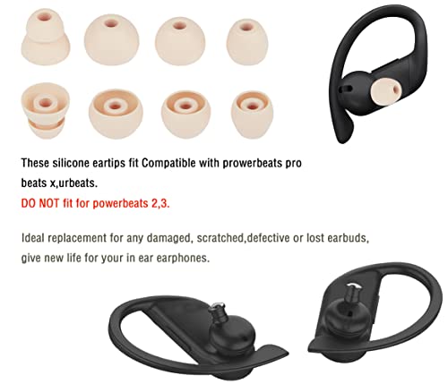 Silicone Earbud Replacement Tips Compatible with Powerbeats Pro Beats Wireless Earphone Headphones,4 Pairs Replacement Earbuds Cap - color: Ivory