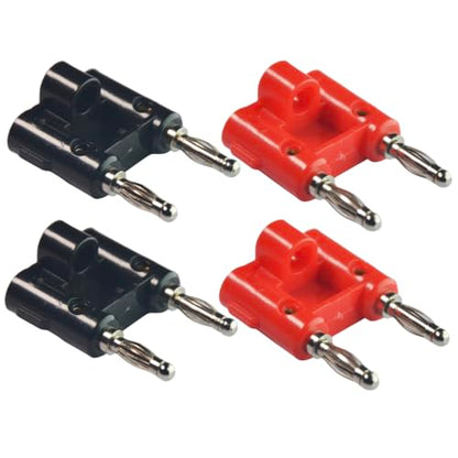 CESS Dual Way 4mm Banana Male Speaker Plug, Red Black, 4 Pack | Distinct positive and negative markings make connections easy to identify.
