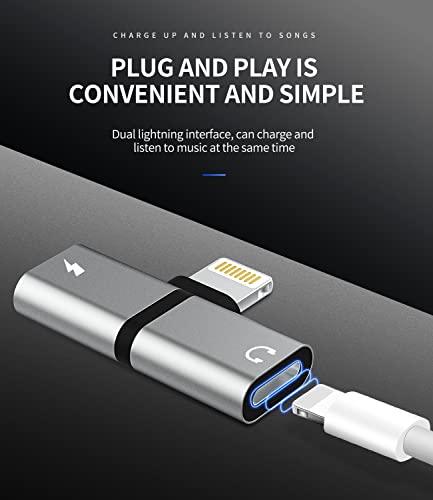 Headphone Adapter for Iphone(2pack)Adaptador para Splitter Audio and Charge Charger Dual Lightning Earphone 2 in 1 Dongle Jack Earbud Cable Compatible with Phone 13 12 11 Pro Max XS SE 7 X 8plus
