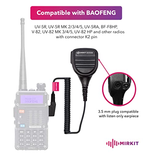 Heavy Duty Speaker Mic Compatible with Baofeng UV-5R, BF-F8HP, UV-82, UV-82HP. Push to Talk Microphone & Lanyard Ham Radio Operator. Shoulder Mic Can be Used as Police Radio - style: Speaker Mic
