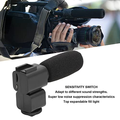 ASHATA Universal Camera Microphone, Video Microphone with Shock Mount, Unidirectional Stereo Camera Recording Mic for Studio Recording, Home Recording, Podcasting and Streaming