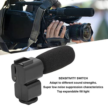 ASHATA Universal Camera Microphone, Video Microphone with Shock Mount, Unidirectional Stereo Camera Recording Mic for Studio Recording, Home Recording, Podcasting and Streaming