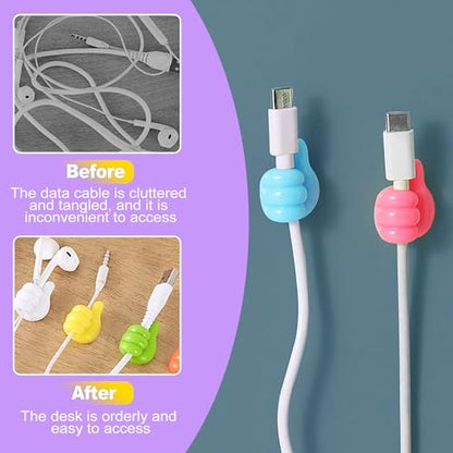 32 Pack Thumbs Up Wall Hooks, Self-Adhesive Silicone Clips for Cable Management, Key Holder, Desk Organizer, Fun Decorative Hooks for Office and Home