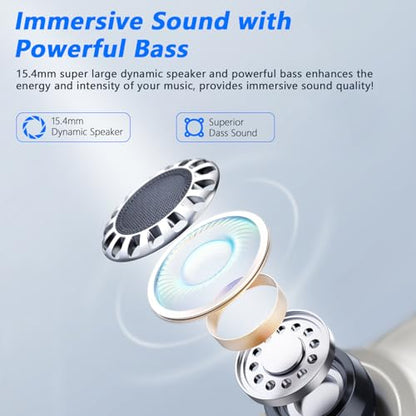 BANIGIPA Open Ear True Wireless Earbuds with Dual Mic for Calling - color: AIR02-Beige